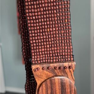 Brown Beaded Belt with Wooden Buckle